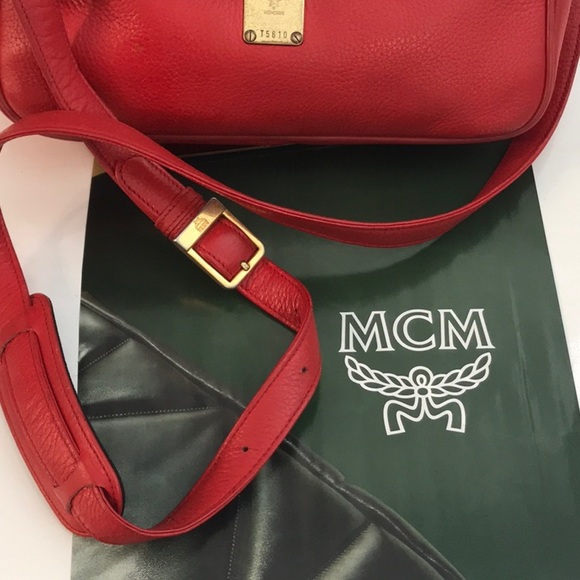 MCM (MICHEAL CORMER MILAN) AUTHENTIC RED LEATHER BAG - Picture 9 of 14